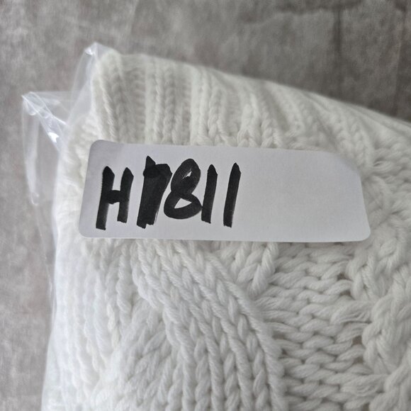 Quince Cardigan Sweater M White Organic Cotton Chunky Cable Knit Button Front - Picture 12 of 12